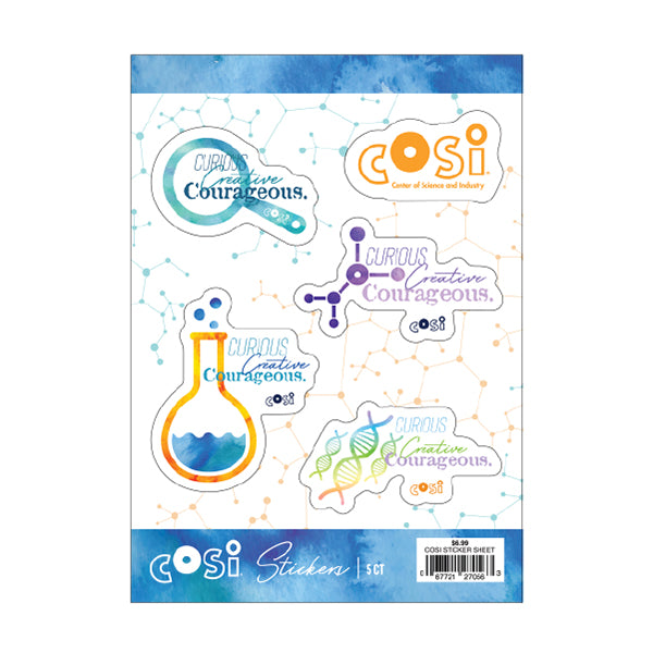 CURIOUS, CREATIVE, COURAGEOUS COSI STICKER SHEET
