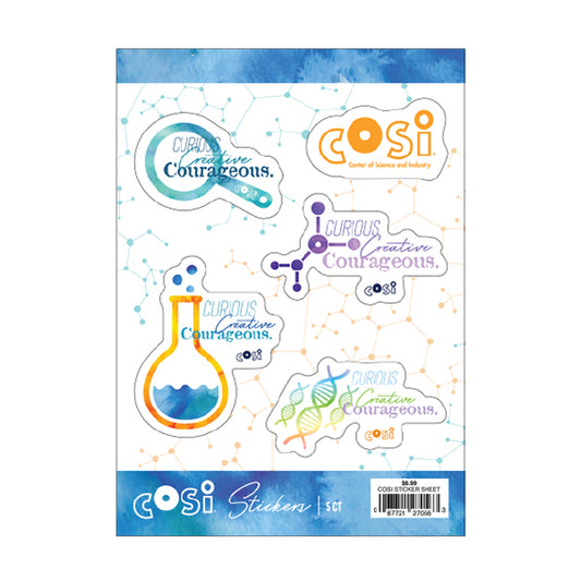 CURIOUS, CREATIVE, COURAGEOUS COSI STICKER SHEET