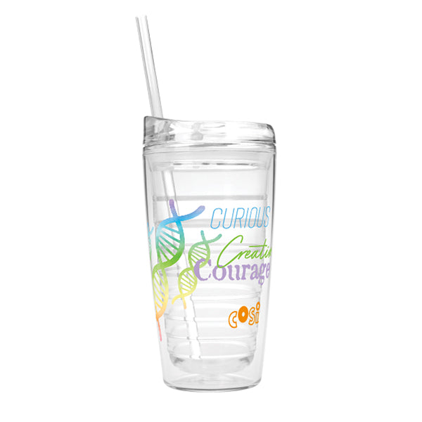 CURIOUS, CREATIVE, COURAGEOUS TRITAN COSI TUMBLER WITH STRAW